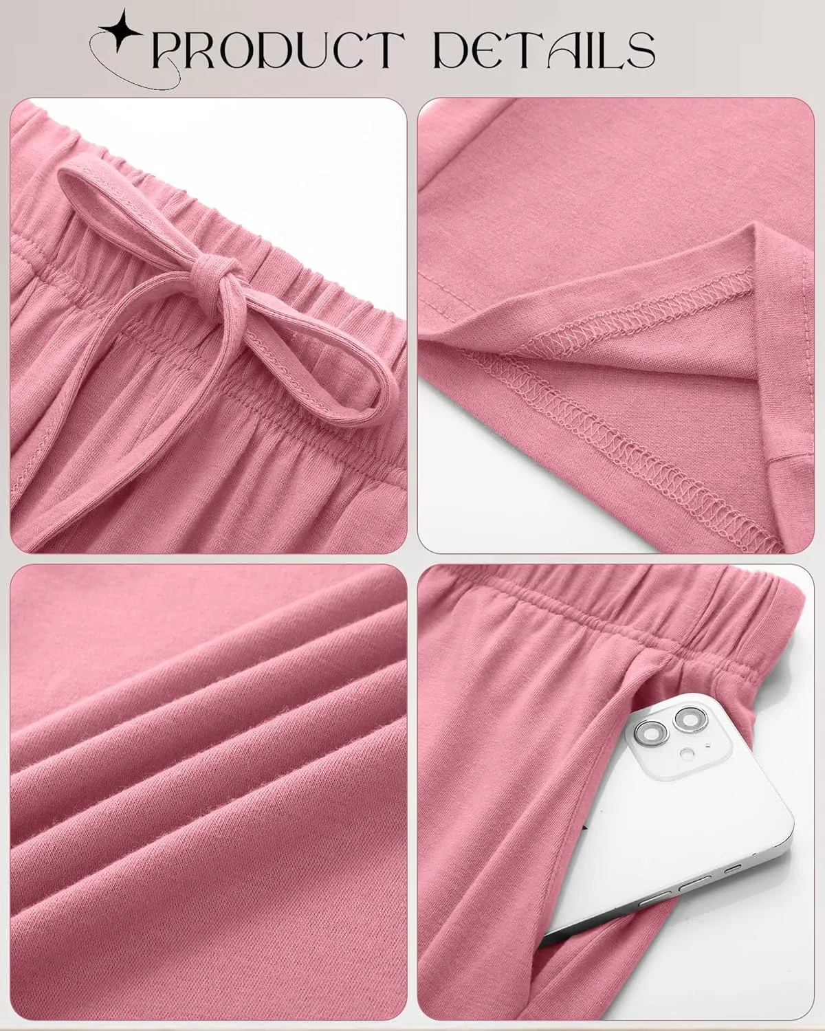 3 Pack Women's Lounge Pants with Pockets Casual Wide Leg Drawstring Yoga Pants Straight Trousers Spring Bottoms