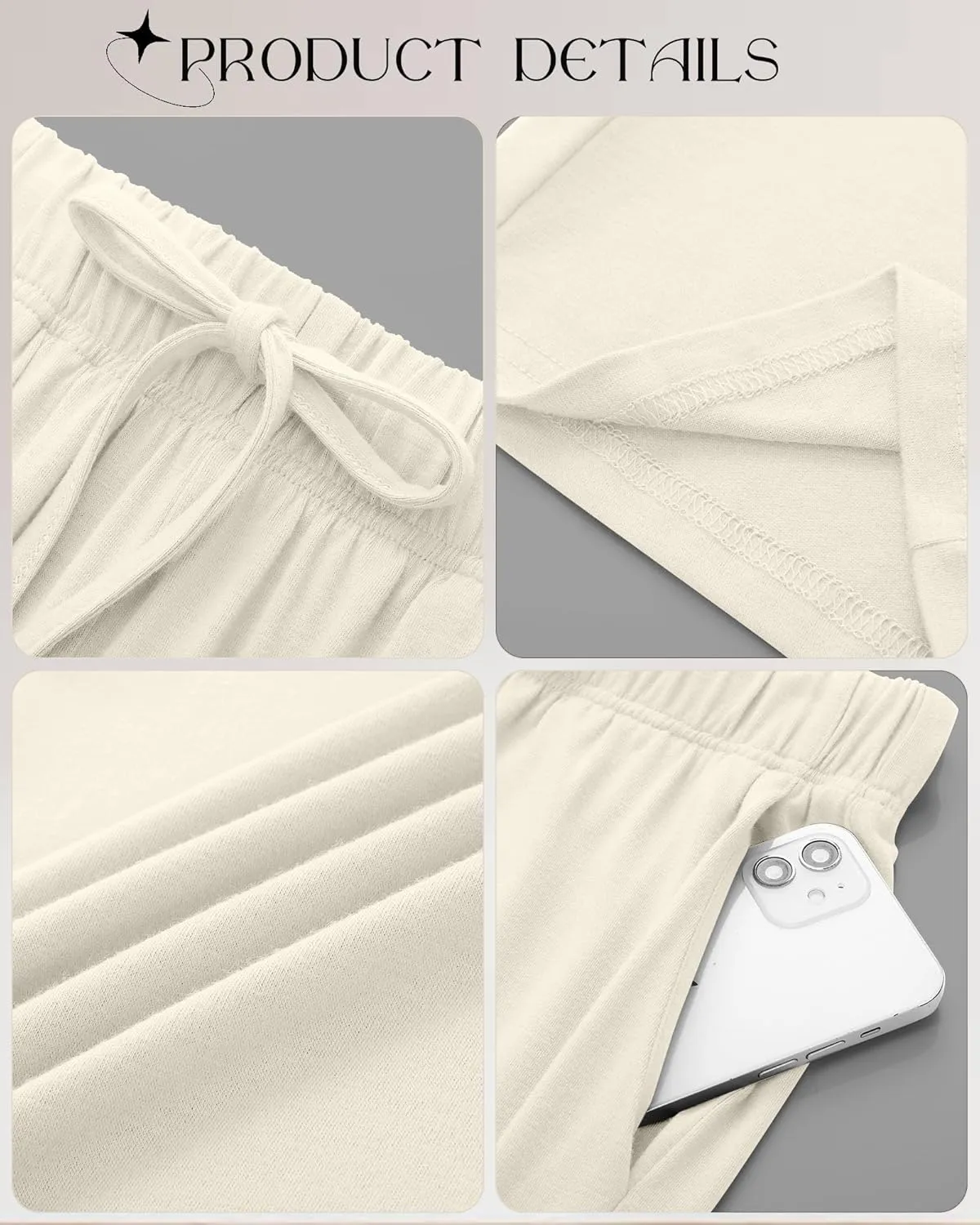 3 Pack Women's Lounge Pants with Pockets Casual Wide Leg Drawstring Yoga Pants Straight Trousers Spring Bottoms
