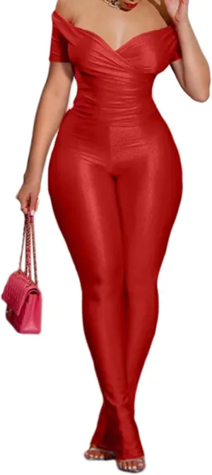 acelyn 2 Piece Outfits for Women Sexy Off Shoulder Tops Bodycon Flared Pant Sets Club Outfits Tracksuit