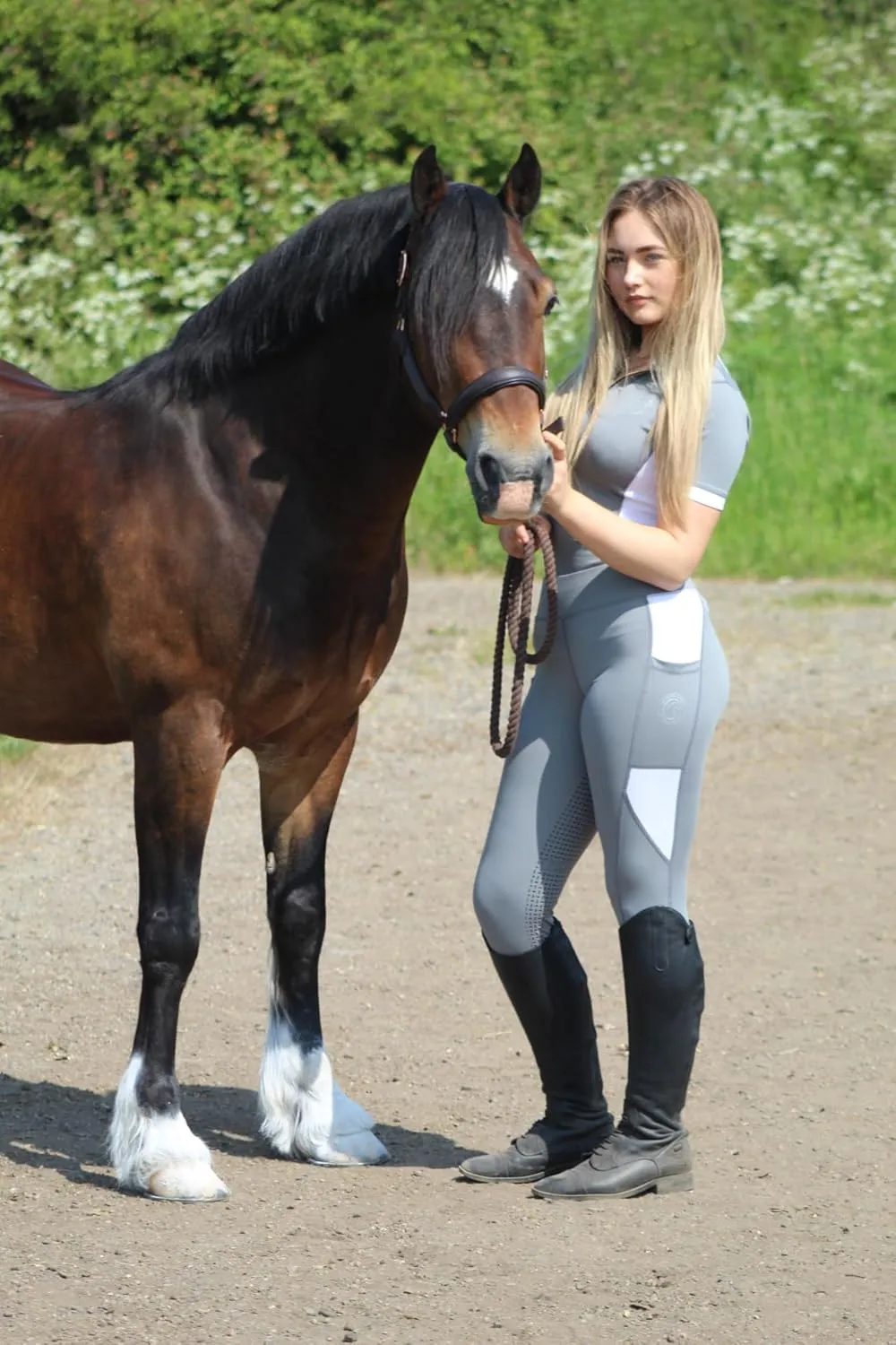 AK Comptec Pull on High Waisted Breathable Horse Riding Tights/Leggings/Breeches with Full seat Silicon Grip AKRS 6059