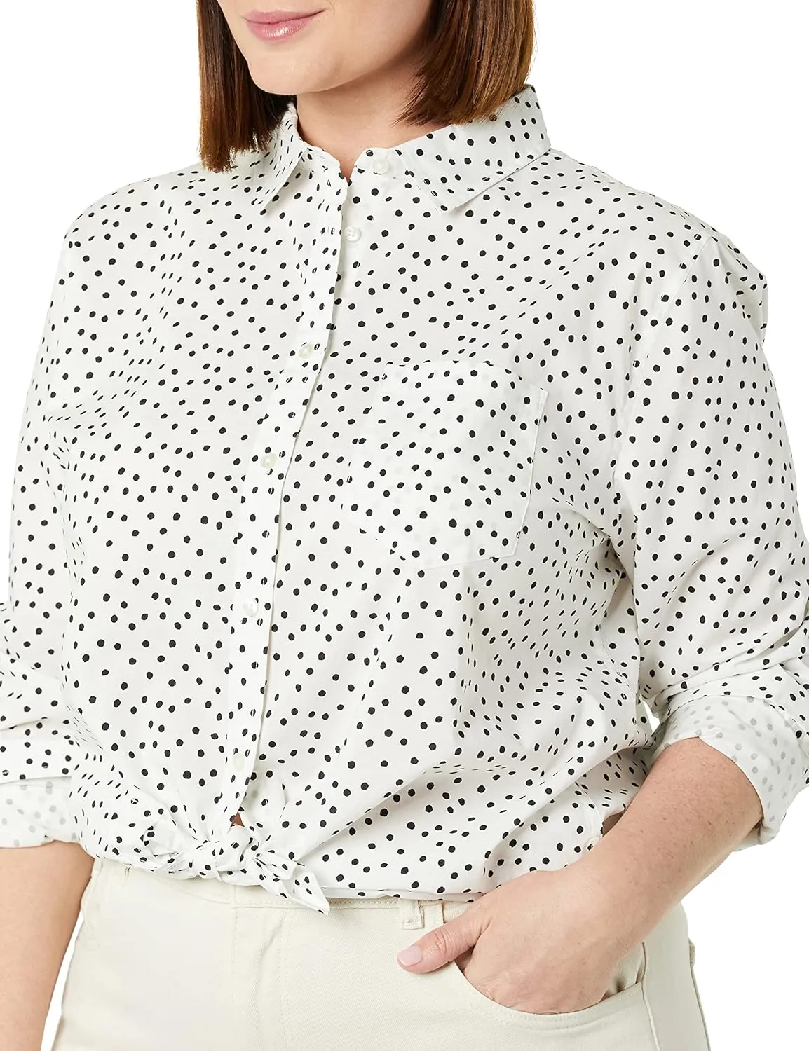 Amazon Essentials Women's Classic-Fit Long-Sleeve Button-Down Poplin Shirt