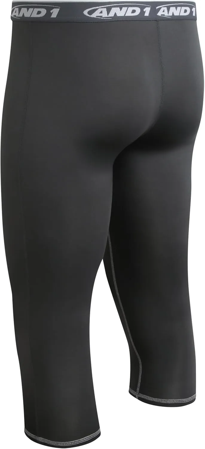 AND1 Men's Compression Leggings - 2 Pack Lightweight Moisture-Wicking Active Sports Compression Pants for Men (Sizes: S-XL)