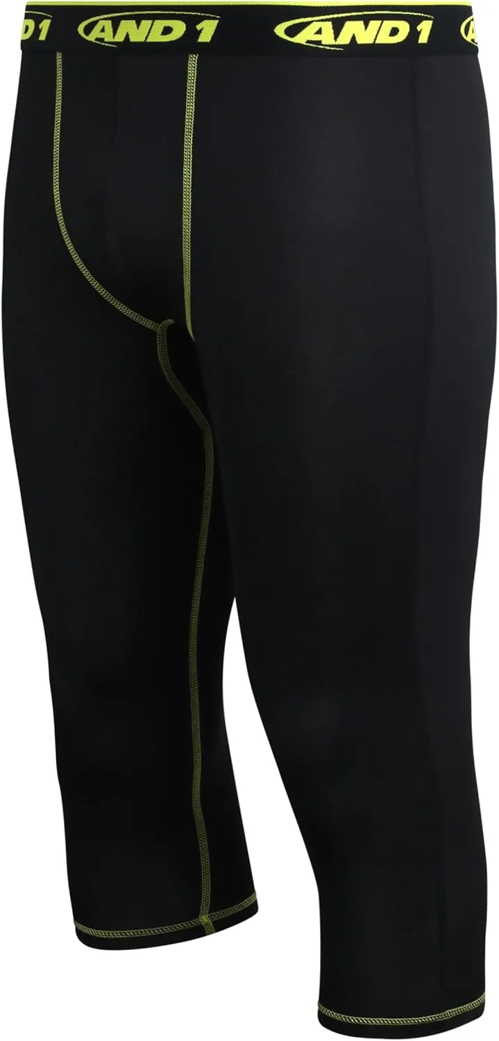 AND1 Men's Compression Leggings - 2 Pack Lightweight Moisture-Wicking Active Sports Compression Pants for Men (Sizes: S-XL)