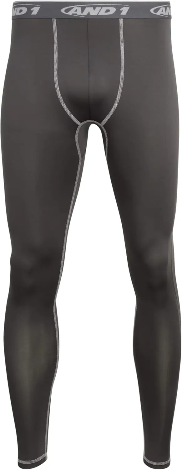 AND1 Men's Compression Leggings - 2 Pack Lightweight Moisture-Wicking Active Sports Compression Pants for Men (Sizes: S-XL)