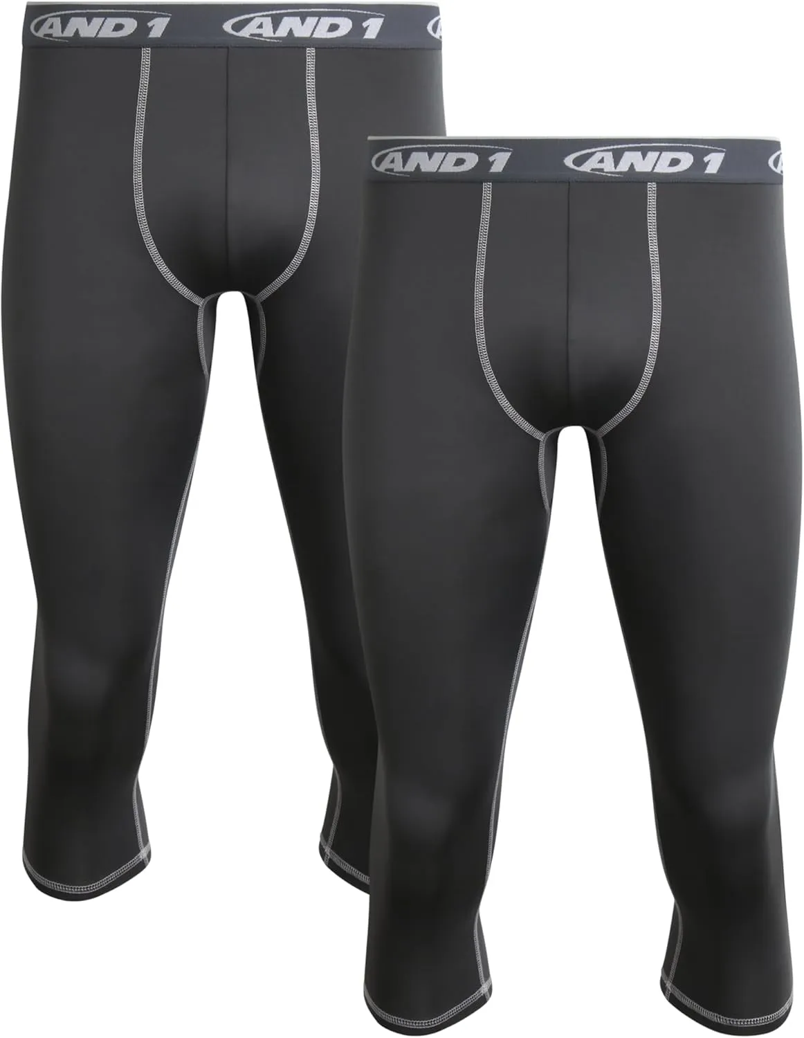 AND1 Men's Compression Leggings - 2 Pack Lightweight Moisture-Wicking Active Sports Compression Pants for Men (Sizes: S-XL)