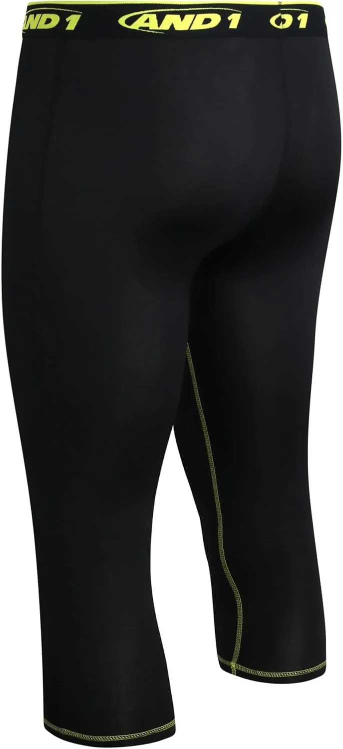 AND1 Men's Compression Leggings - 2 Pack Lightweight Moisture-Wicking Active Sports Compression Pants for Men (Sizes: S-XL)