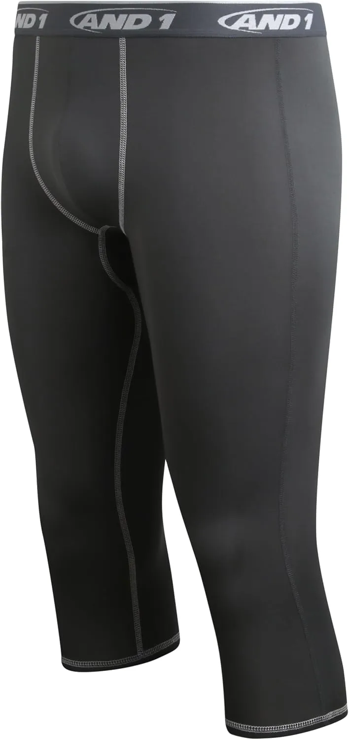 AND1 Men's Compression Leggings - 2 Pack Lightweight Moisture-Wicking Active Sports Compression Pants for Men (Sizes: S-XL)