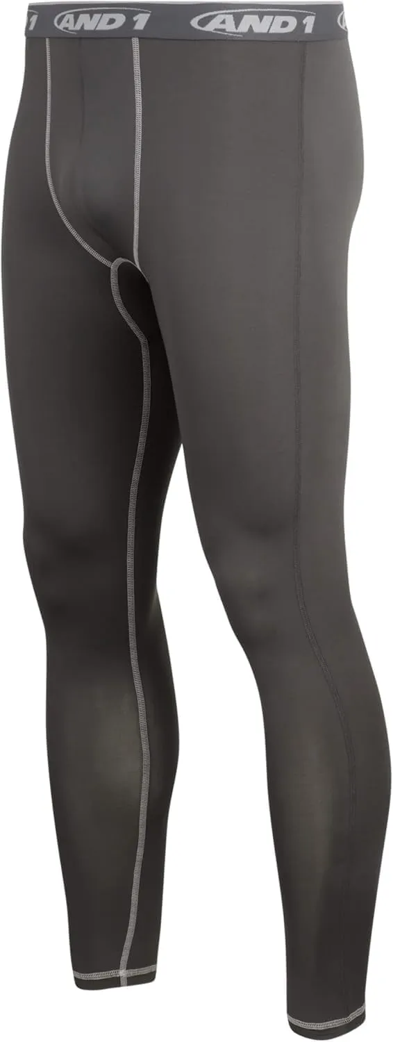 AND1 Men's Compression Leggings - 2 Pack Lightweight Moisture-Wicking Active Sports Compression Pants for Men (Sizes: S-XL)
