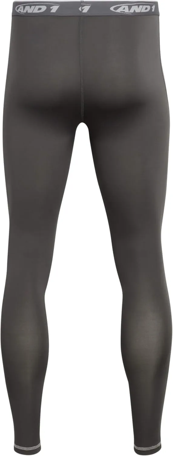 AND1 Men's Compression Leggings - 2 Pack Lightweight Moisture-Wicking Active Sports Compression Pants for Men (Sizes: S-XL)