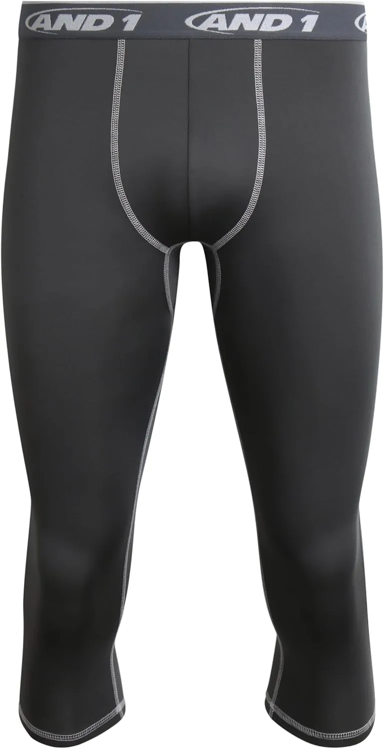 AND1 Men's Compression Leggings - 2 Pack Lightweight Moisture-Wicking Active Sports Compression Pants for Men (Sizes: S-XL)