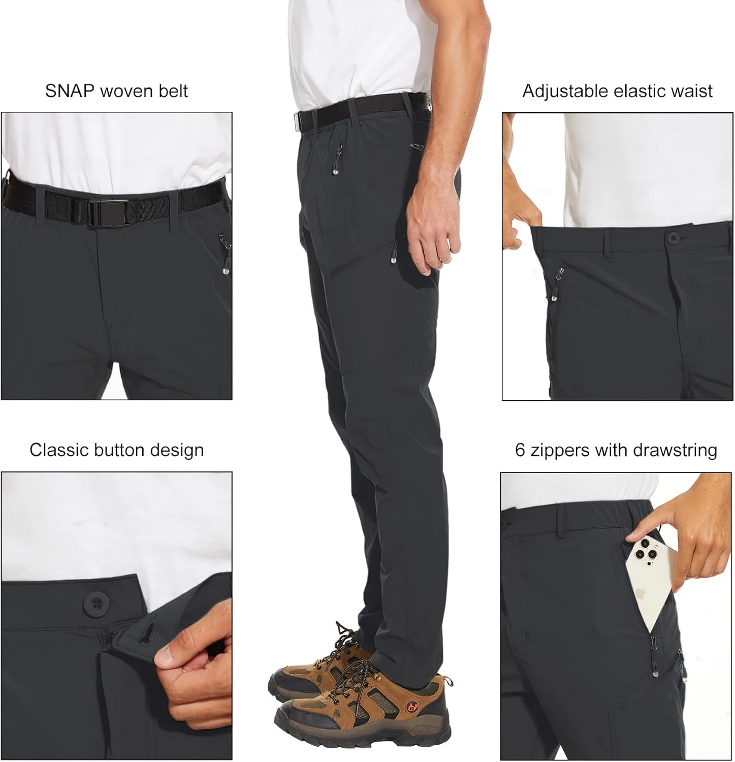 Arunlluta Hiking Pants for Men, Hiking Travel Pants Water-Resistant Mens Work Pants Stretch Quick Dry Lightweight