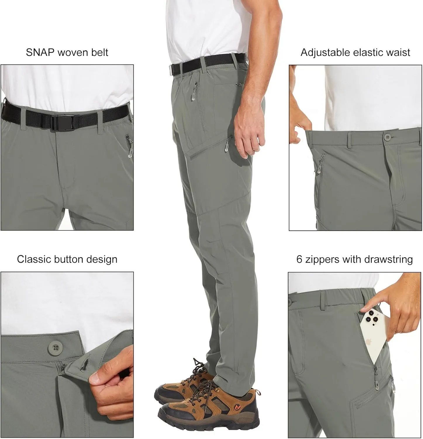Arunlluta Hiking Pants for Men, Hiking Travel Pants Water-Resistant Mens Work Pants Stretch Quick Dry Lightweight