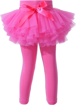 Ashken Baby Toddler Girls' Tutu Leggings Tulle Ruffle Skirted Pants Footless Tights (3 Months-5T)