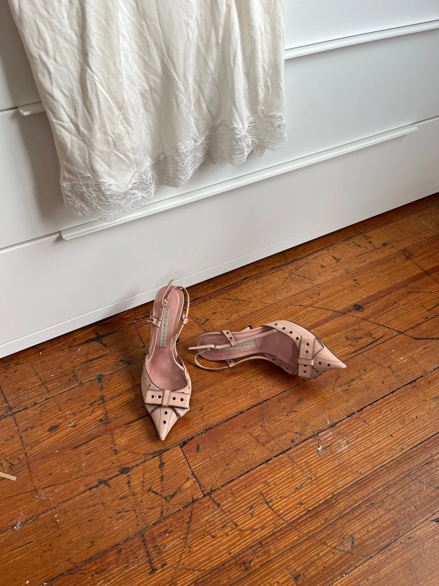 Baby Pink Pointed Toe Slingback Heels