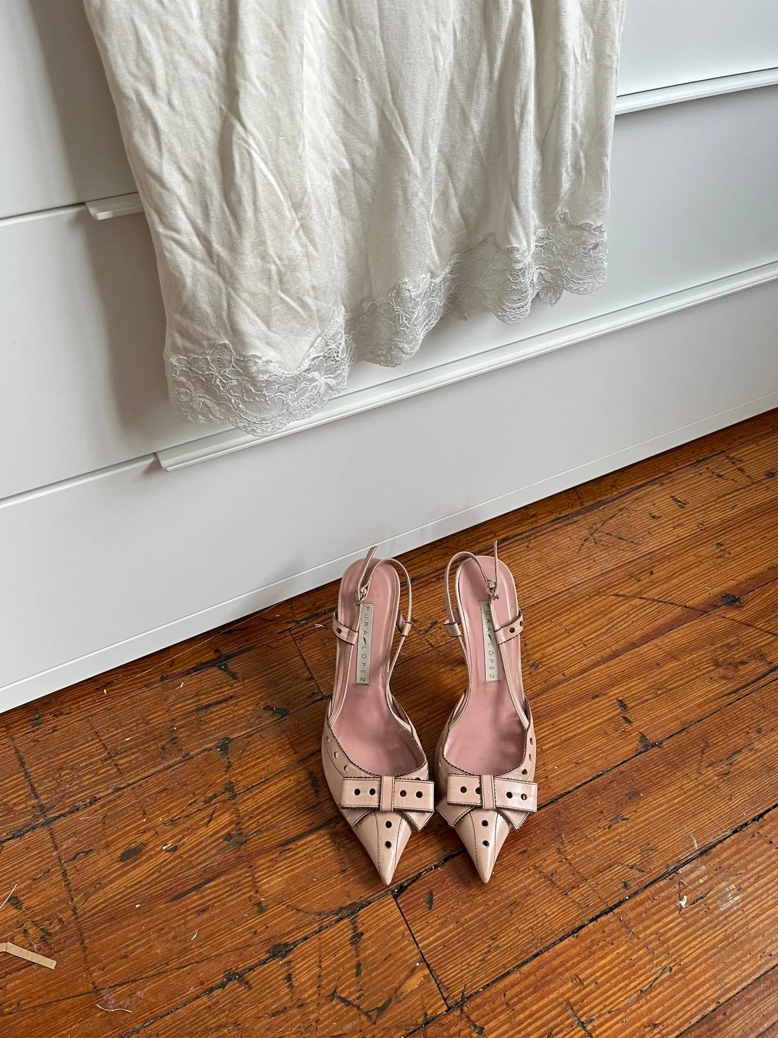 Baby Pink Pointed Toe Slingback Heels
