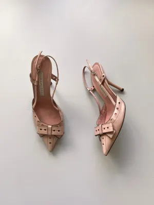 Baby Pink Pointed Toe Slingback Heels