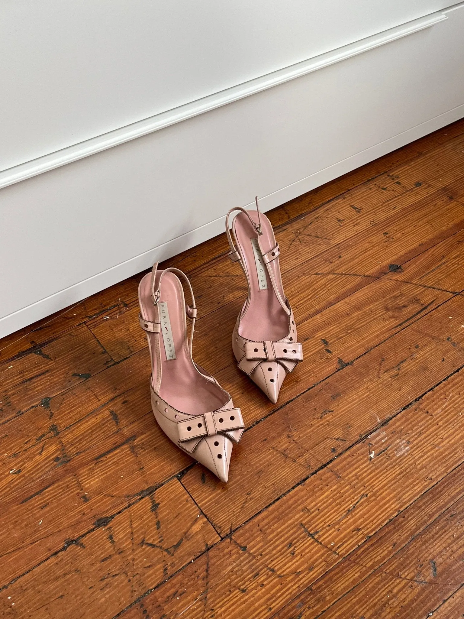 Baby Pink Pointed Toe Slingback Heels