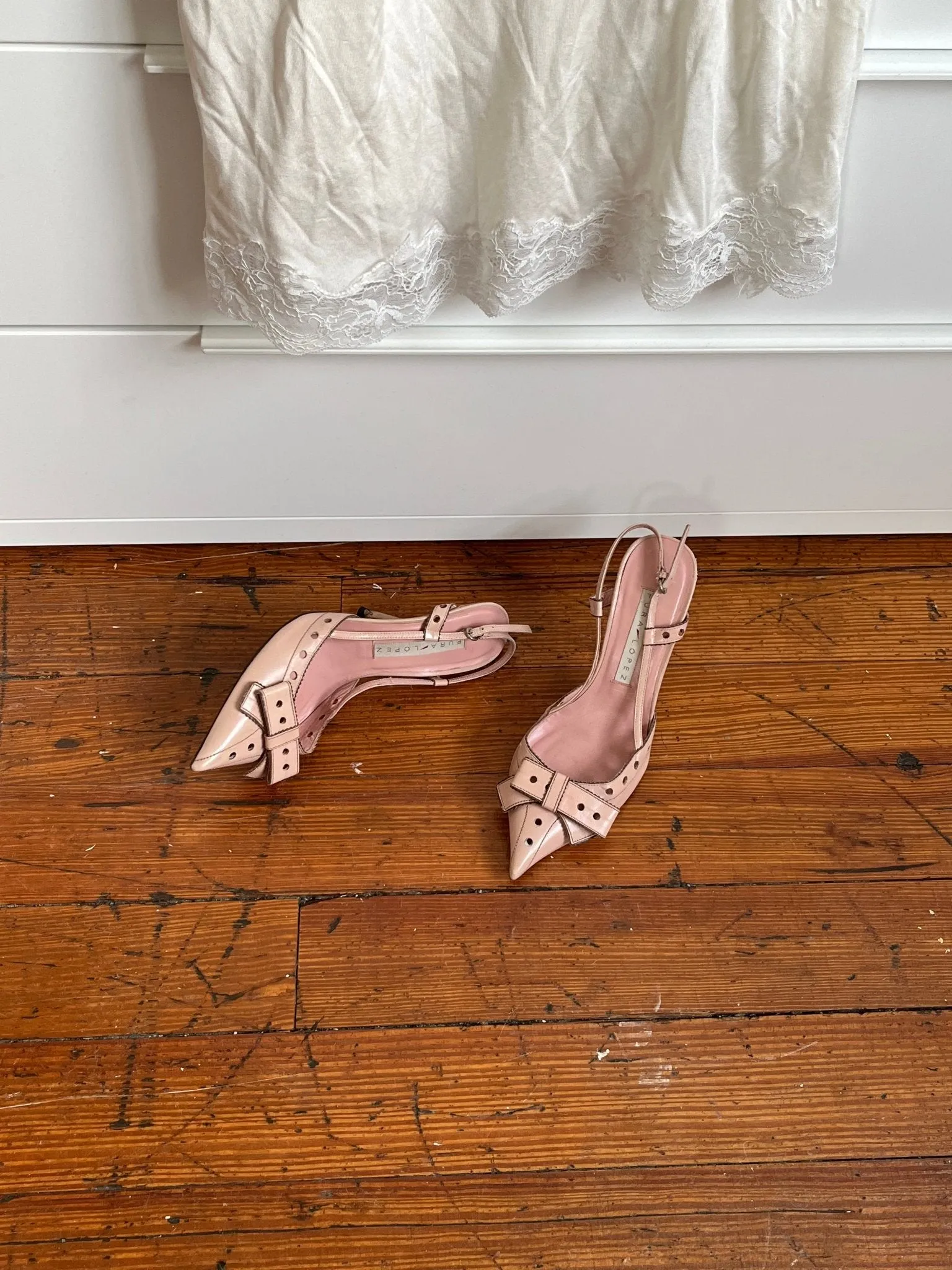 Baby Pink Pointed Toe Slingback Heels