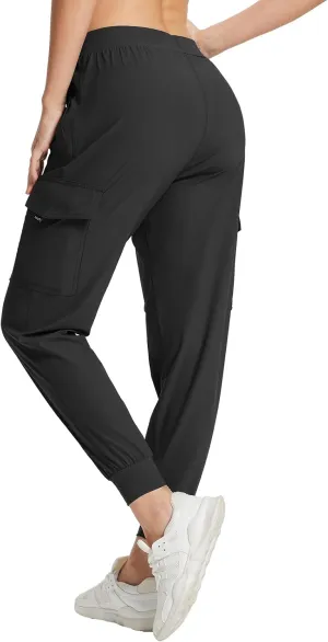BALEAF Women's Joggers Lightweight Hiking Pants High Waist 5 Zipper Pockets Quick Dry Travel Athletic UPF50 