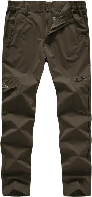 BASUDAM Men's Cargo Hiking Pants Quick Dry Lightweight Stretch Water Resistant Summer Outdoor Work Travel with Pockets