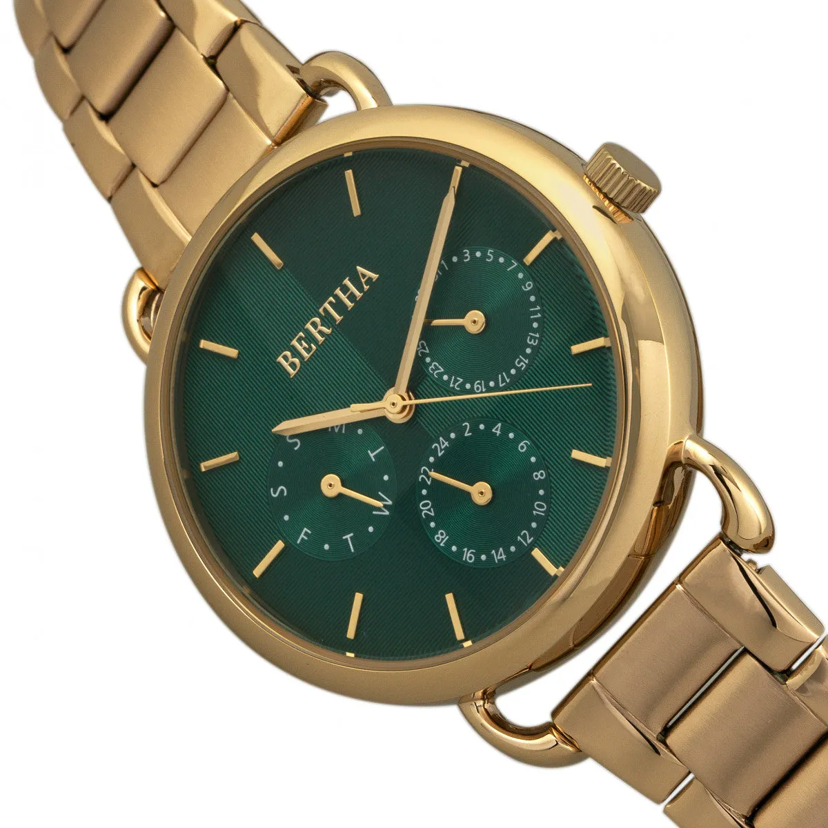 Bertha Gwen Bracelet Watch w/Day/Date - Gold