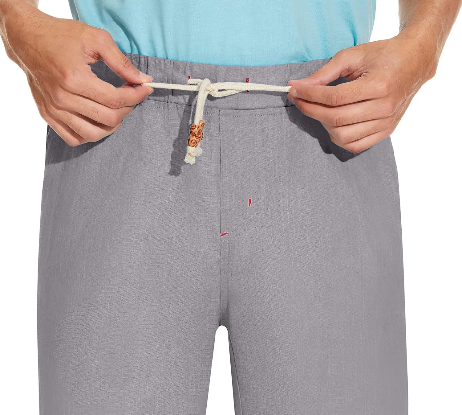 Boisouey Men's Linen Casual Classic Fit Short Summer Beach Shorts