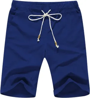 Boisouey Men's Linen Casual Classic Fit Short Summer Beach Shorts