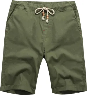 Boisouey Men's Linen Casual Classic Fit Short Summer Beach Shorts
