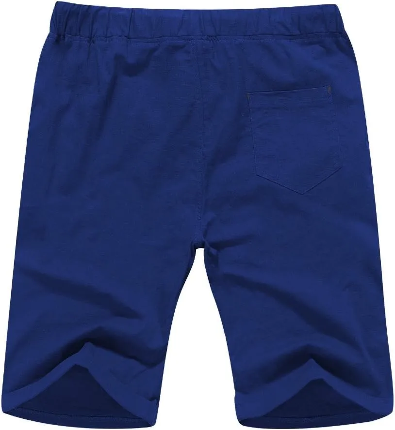 Boisouey Men's Linen Casual Classic Fit Short Summer Beach Shorts