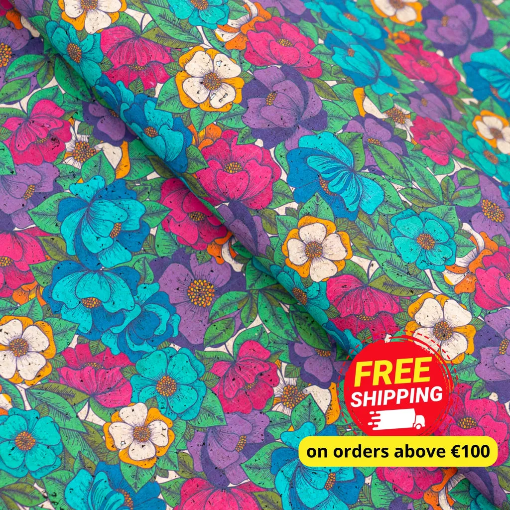Bold Floral Cork Fabric COF-552