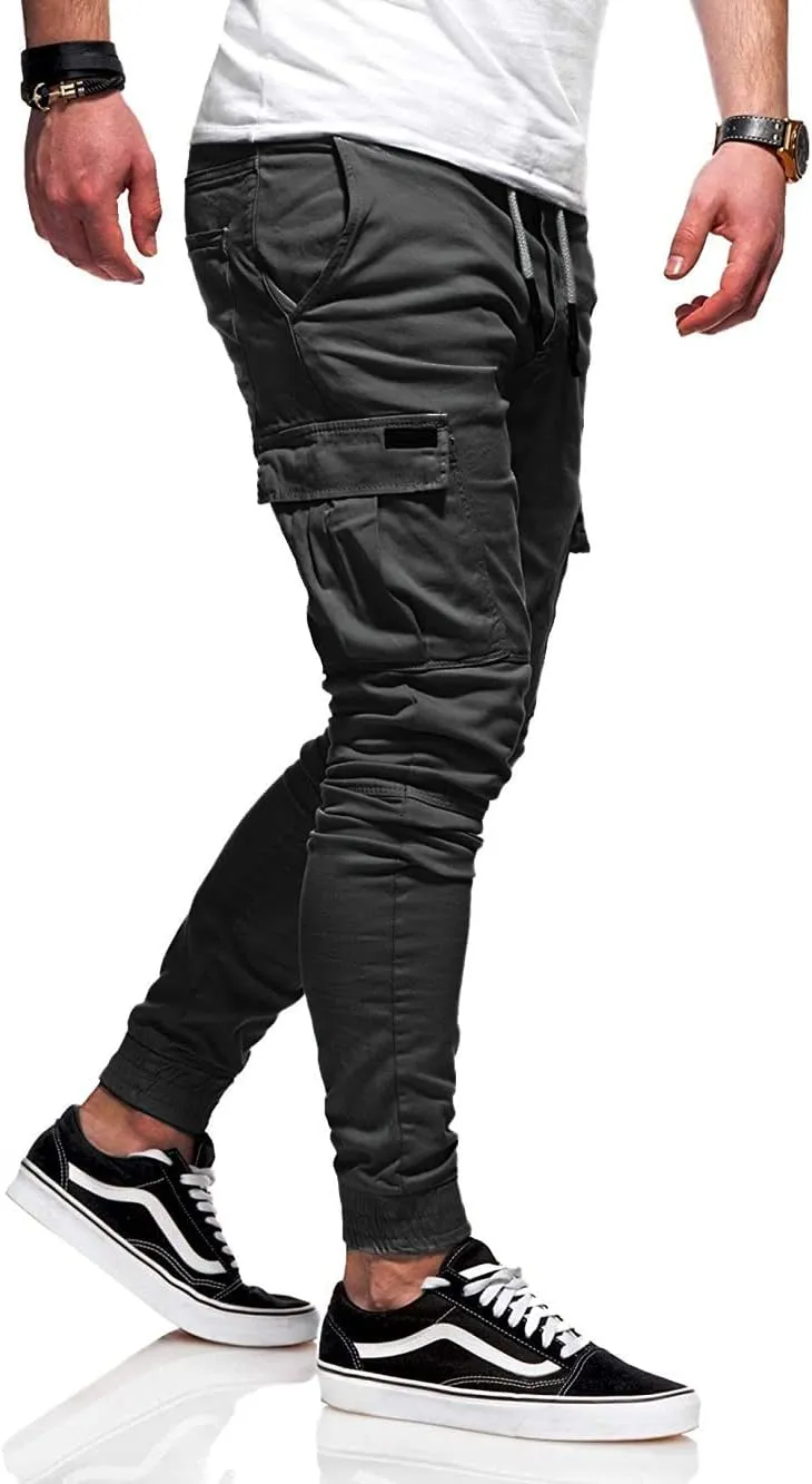 BUXKR Mens Cargo Pants Casual Hiking Pants Workout Joggers Sweatpants for Men