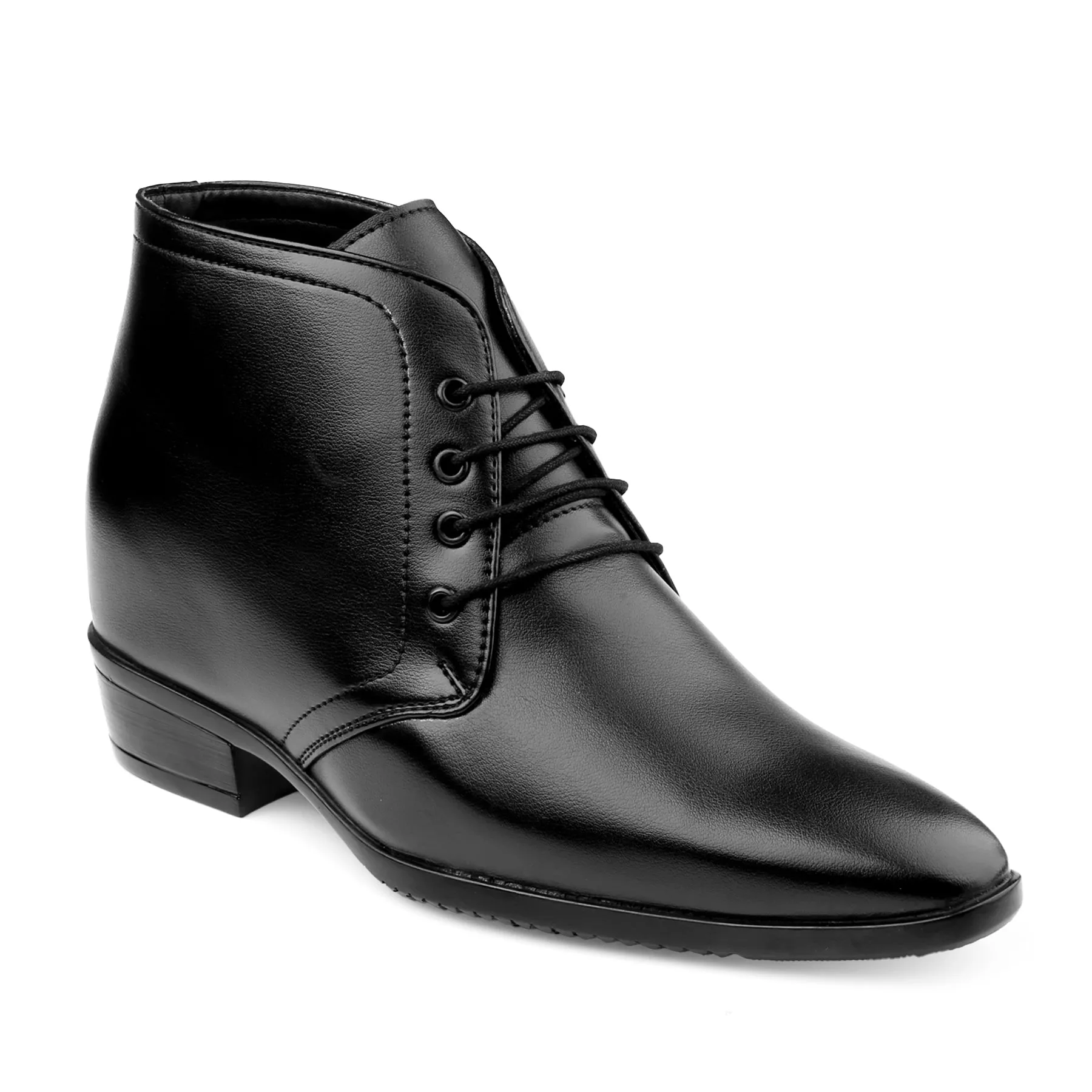 BXXY Men's 3.5 Inch Hidden Height Increasing Tan Formal Lace-up Boot With Faux Material Lace Up For Men