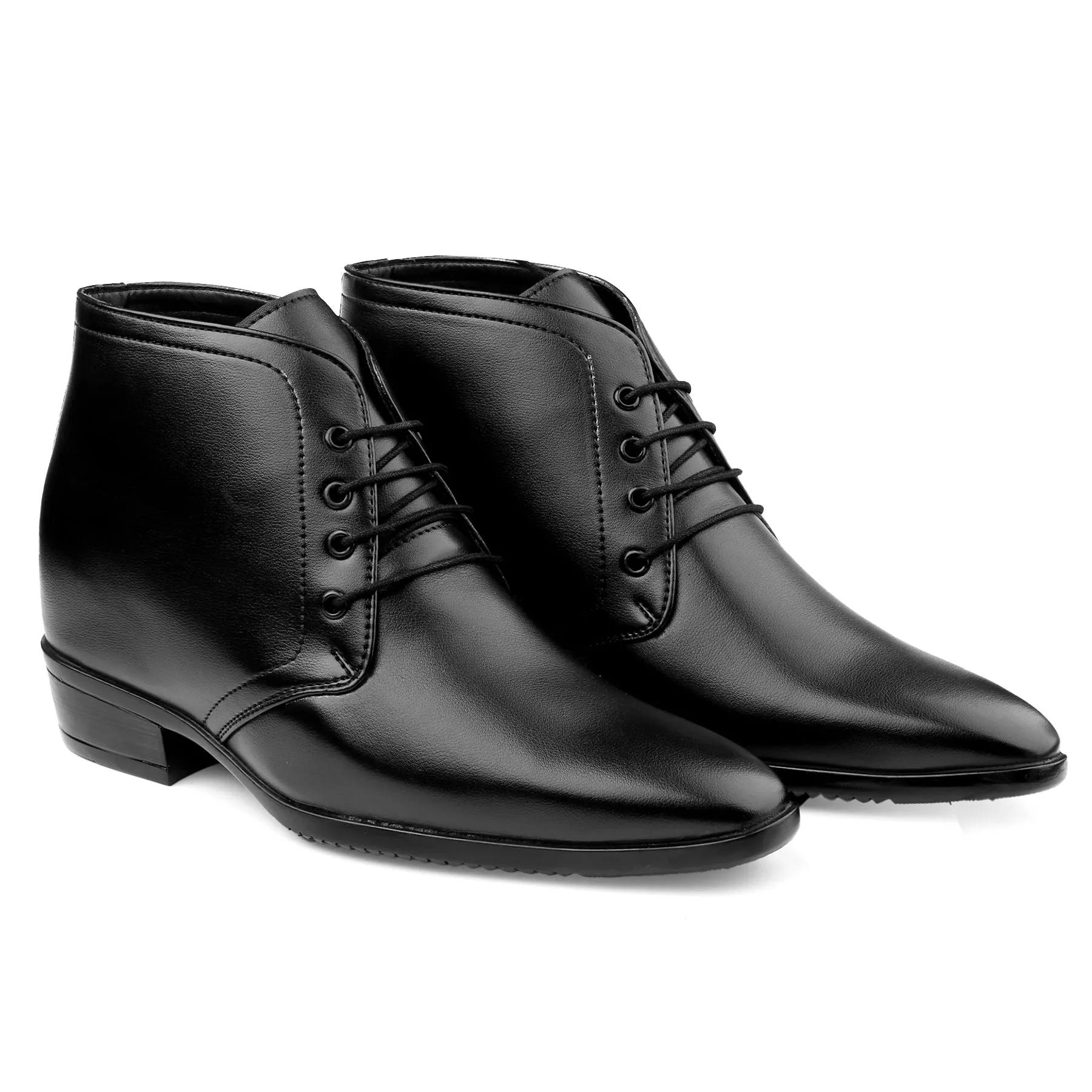 BXXY Men's 3.5 Inch Hidden Height Increasing Tan Formal Lace-up Boot With Faux Material Lace Up For Men