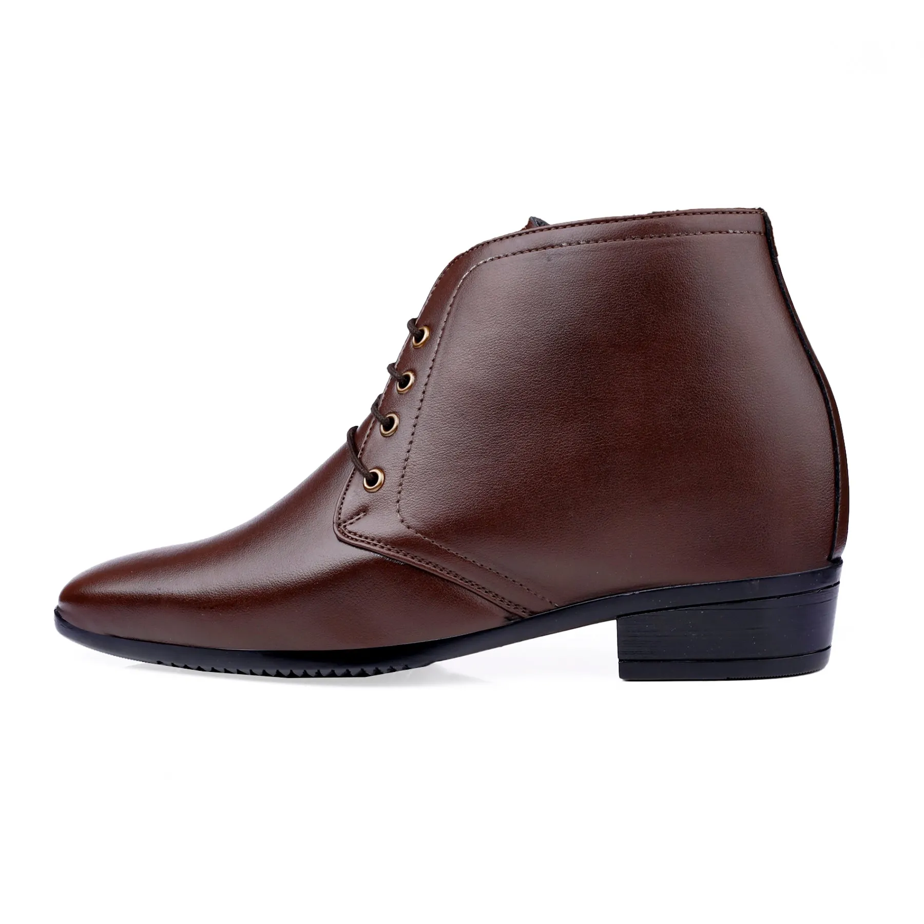 BXXY Men's 3.5 Inch Hidden Height Increasing Tan Formal Lace-up Boot With Faux Material Lace Up For Men