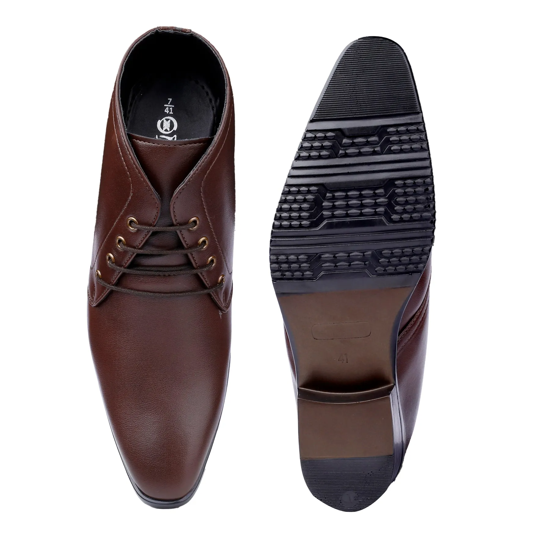 BXXY Men's 3.5 Inch Hidden Height Increasing Tan Formal Lace-up Boot With Faux Material Lace Up For Men