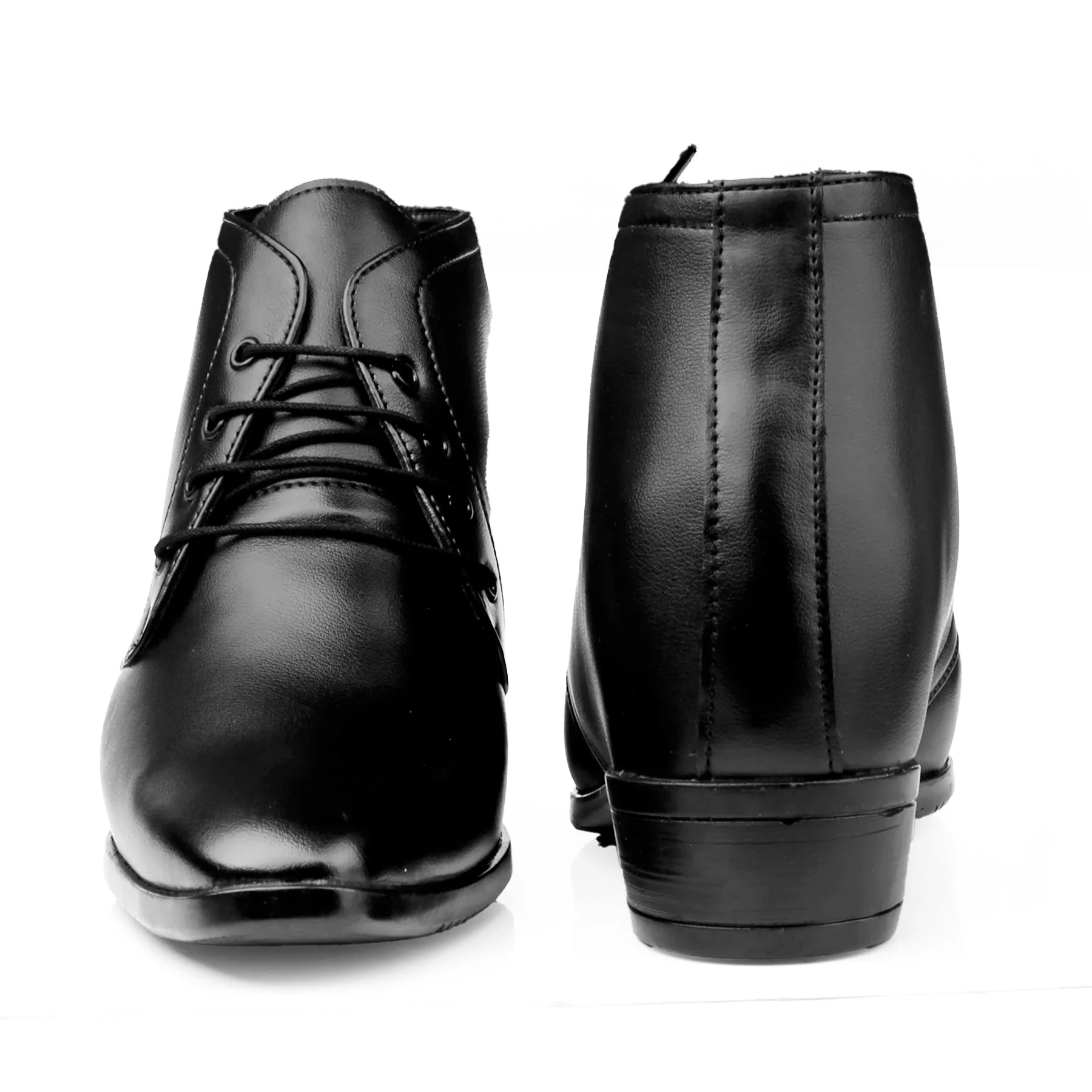 BXXY Men's 3.5 Inch Hidden Height Increasing Tan Formal Lace-up Boot With Faux Material Lace Up For Men