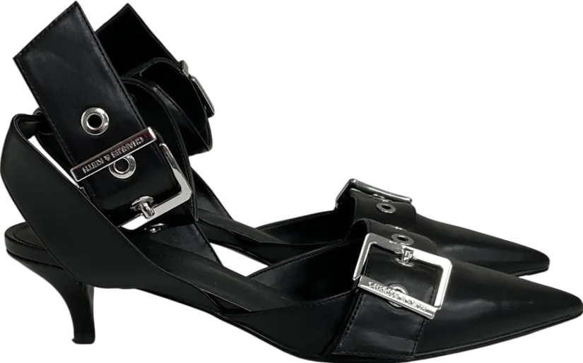 Charles & Keith Black Grommet-strap Kitten-heel Pumps UK 5 EU 38 