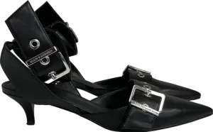 Charles & Keith Black Grommet-strap Kitten-heel Pumps UK 5 EU 38 