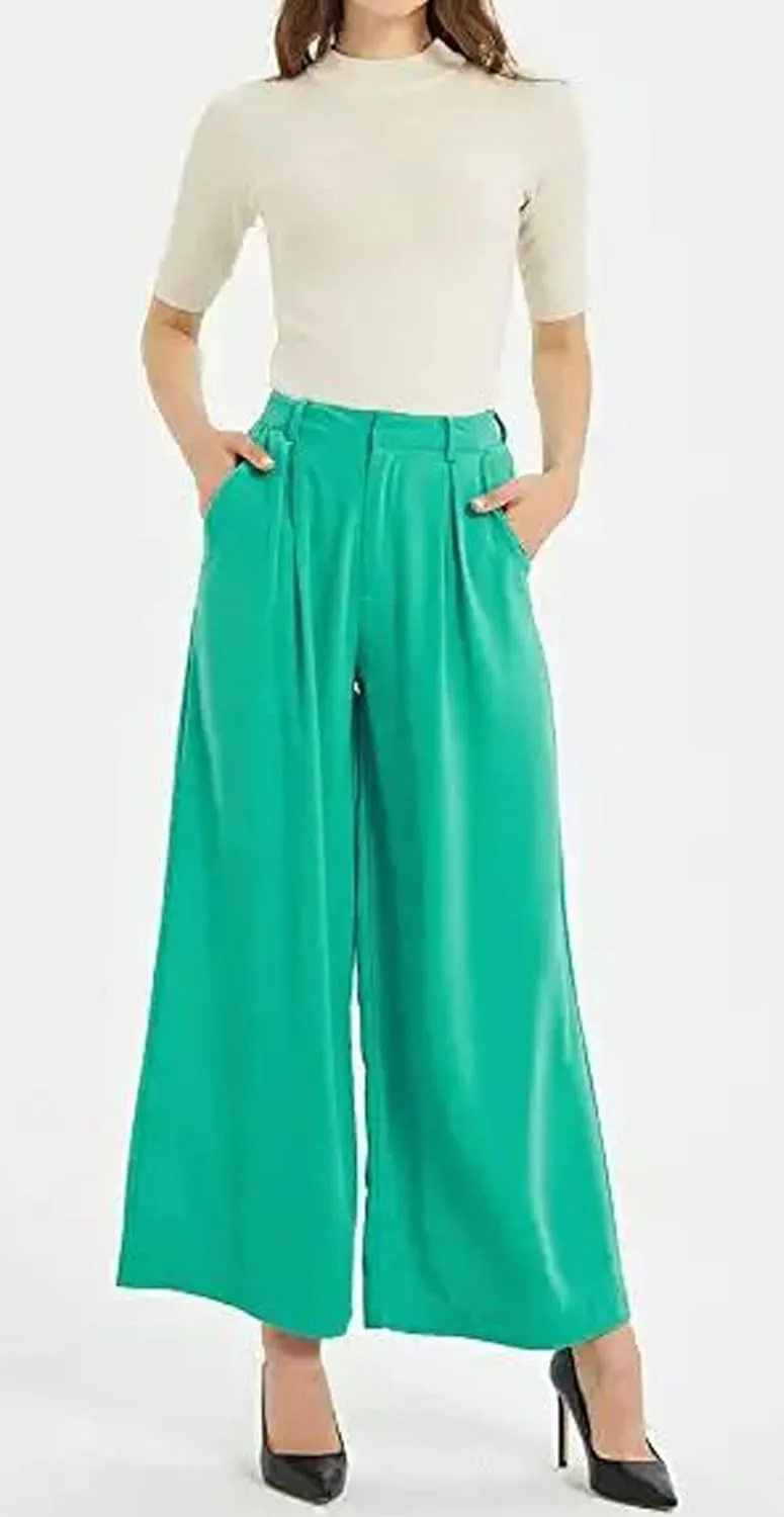 CHARTOU Women Wide Leg Pants Trousers Business Casual Pants Outfits Office Work Pants Palazzo High Waist