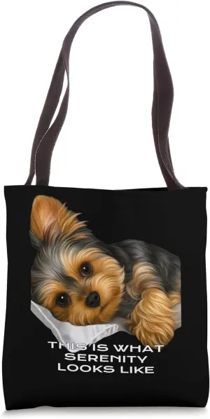 Chill Yorkie Meme for Dog Lovers, Yorkshire Terrier Serenity Tote Bag