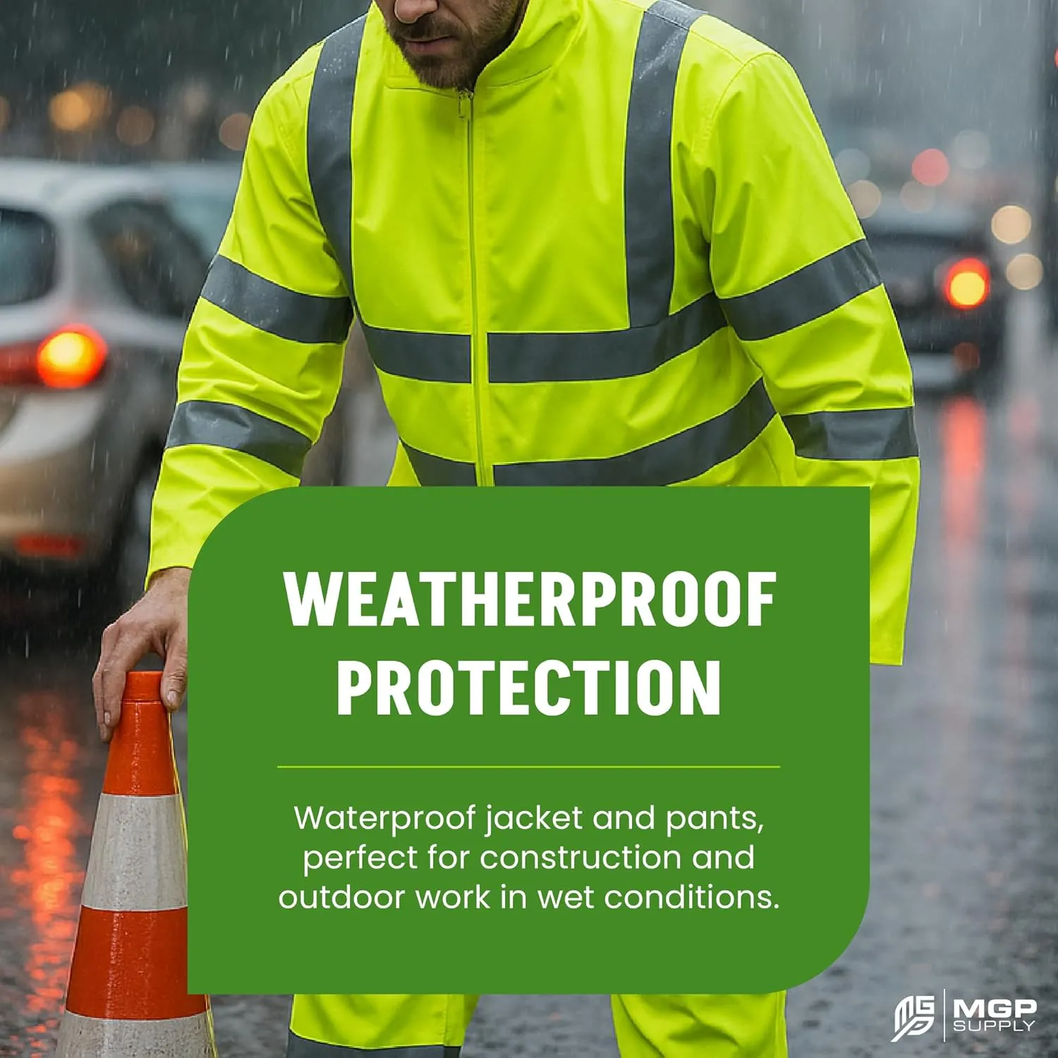 Class 3 Hi-Vis Rain Suit - Waterproof Rain Jacket & Pants