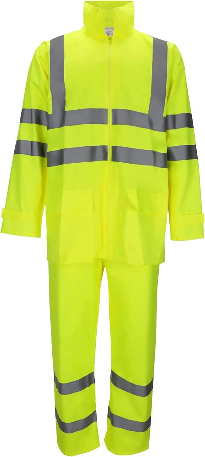 Class 3 Hi-Vis Rain Suit - Waterproof Rain Jacket & Pants