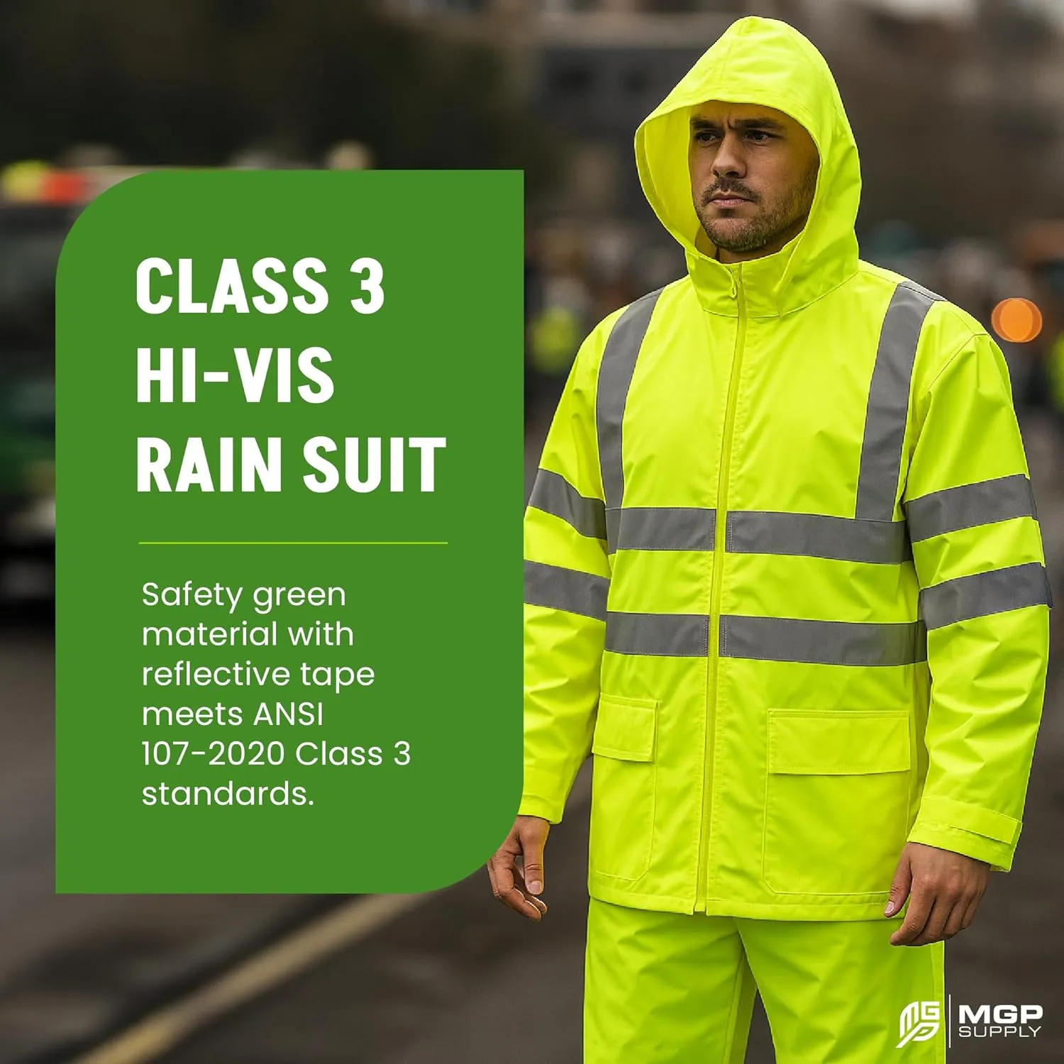 Class 3 Hi-Vis Rain Suit - Waterproof Rain Jacket & Pants