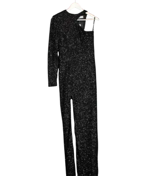 Club L Kelsey Black Sequin One Sleeve Cut Out Long Sleeve Maxi Dress UK 10