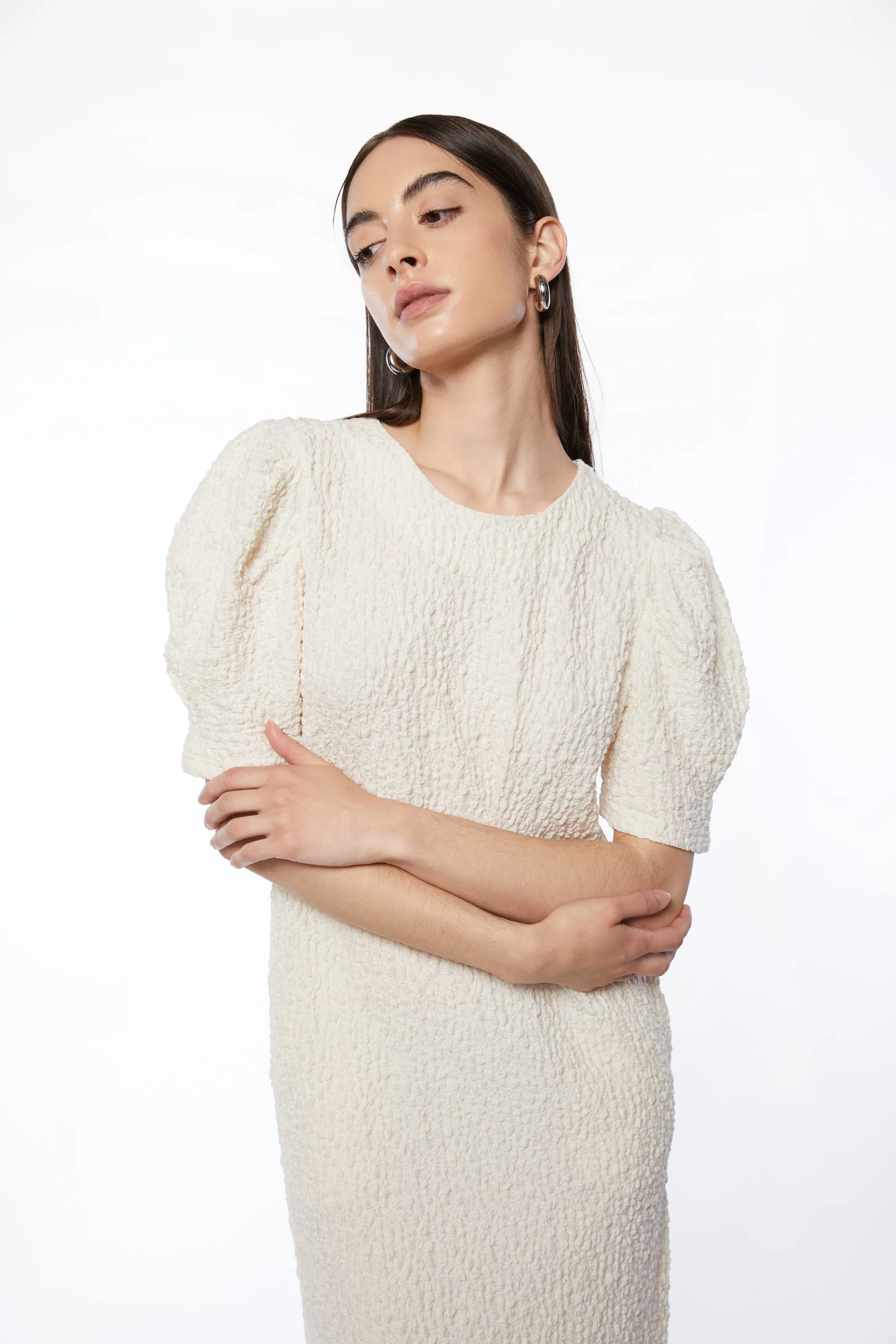 CRINKLED MIDI DRESS