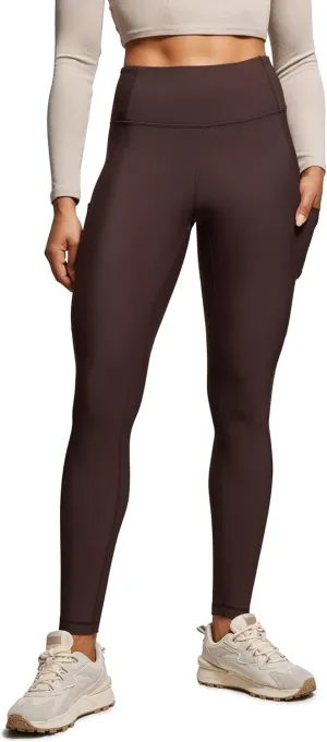 CRZ YOGA Thermal Fleece Lined Leggings Women 28'' - Winter Warm High Waisted Hiking Pants with Pockets Workout Running Tights