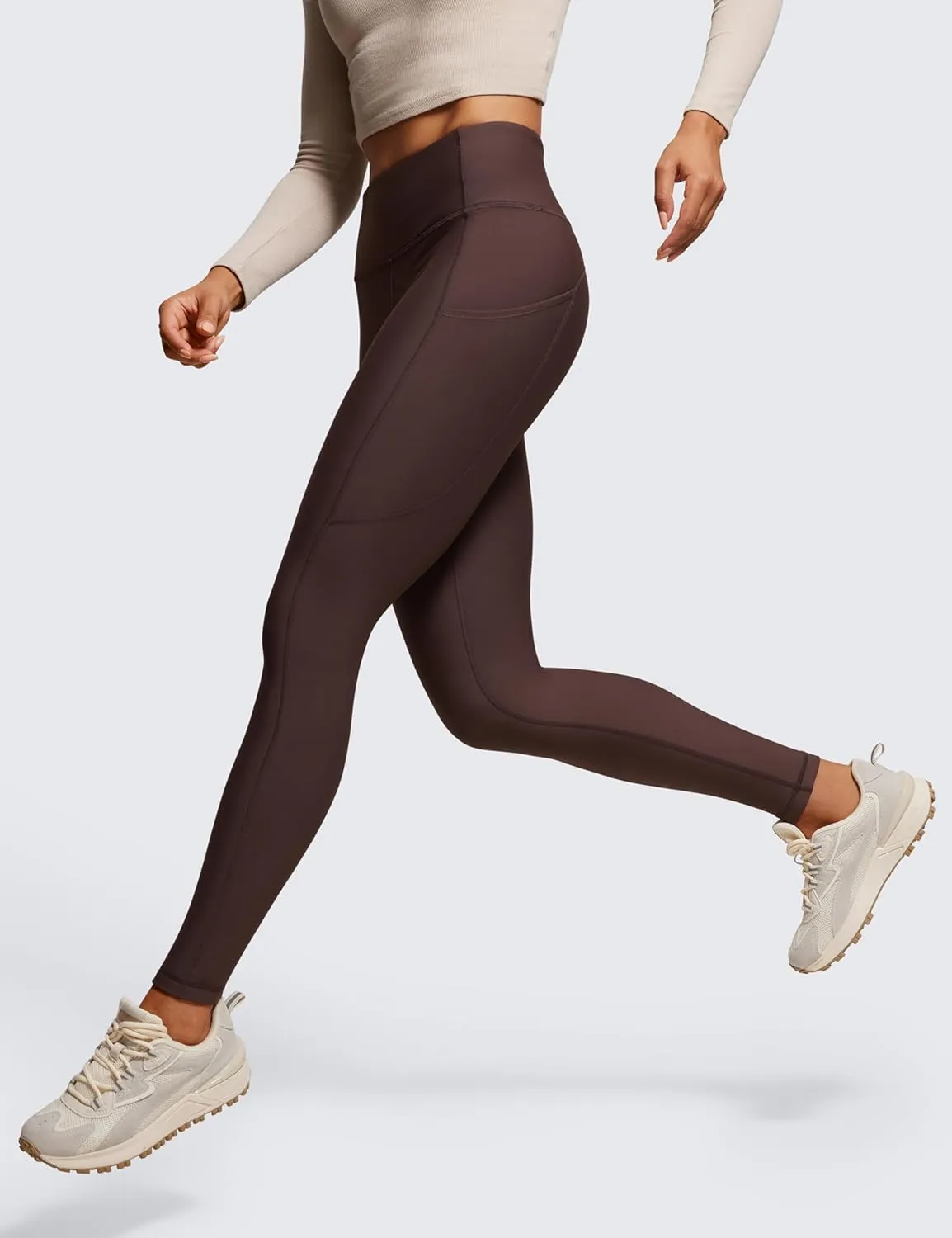 CRZ YOGA Thermal Fleece Lined Leggings Women 28'' - Winter Warm High Waisted Hiking Pants with Pockets Workout Running Tights