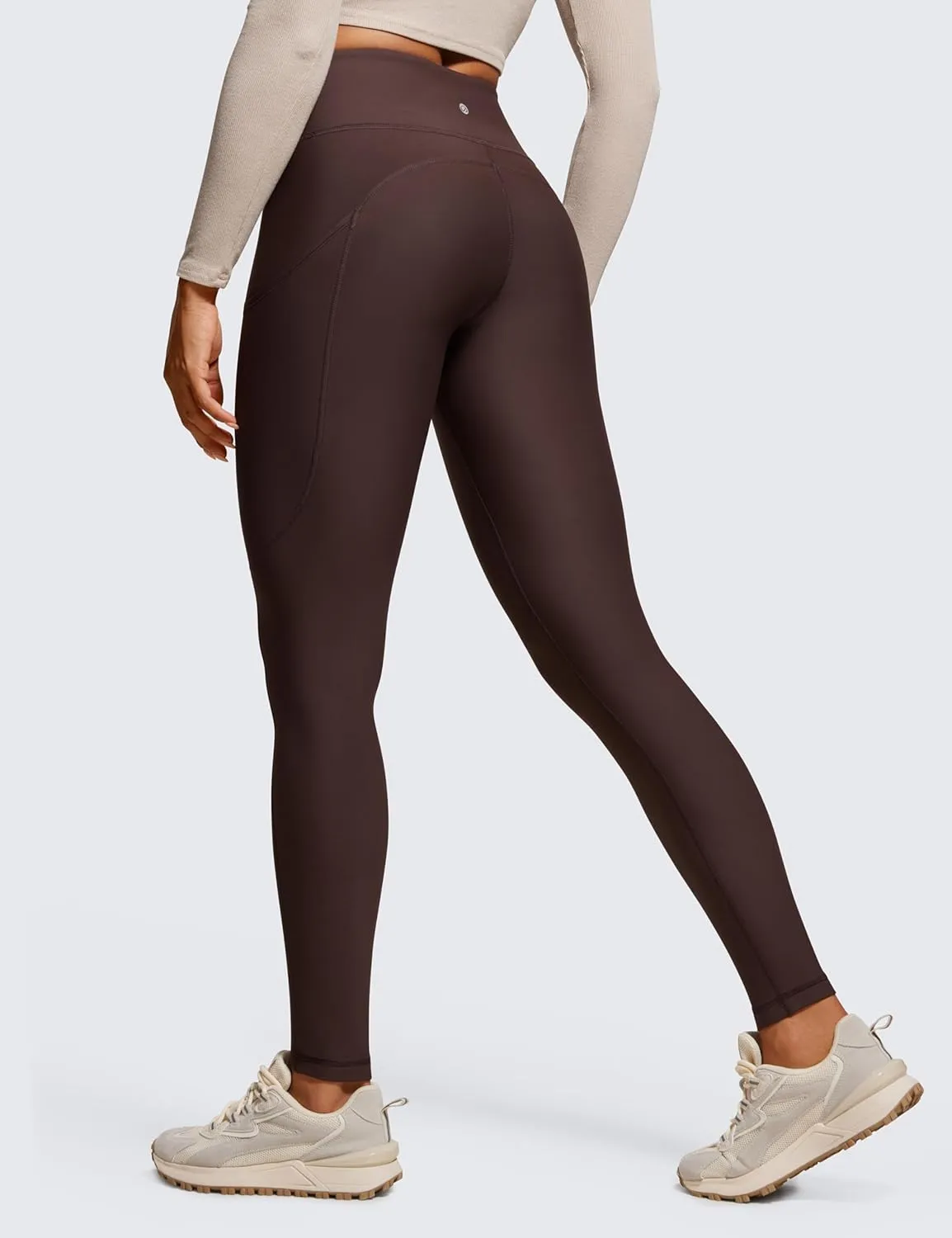 CRZ YOGA Thermal Fleece Lined Leggings Women 28'' - Winter Warm High Waisted Hiking Pants with Pockets Workout Running Tights