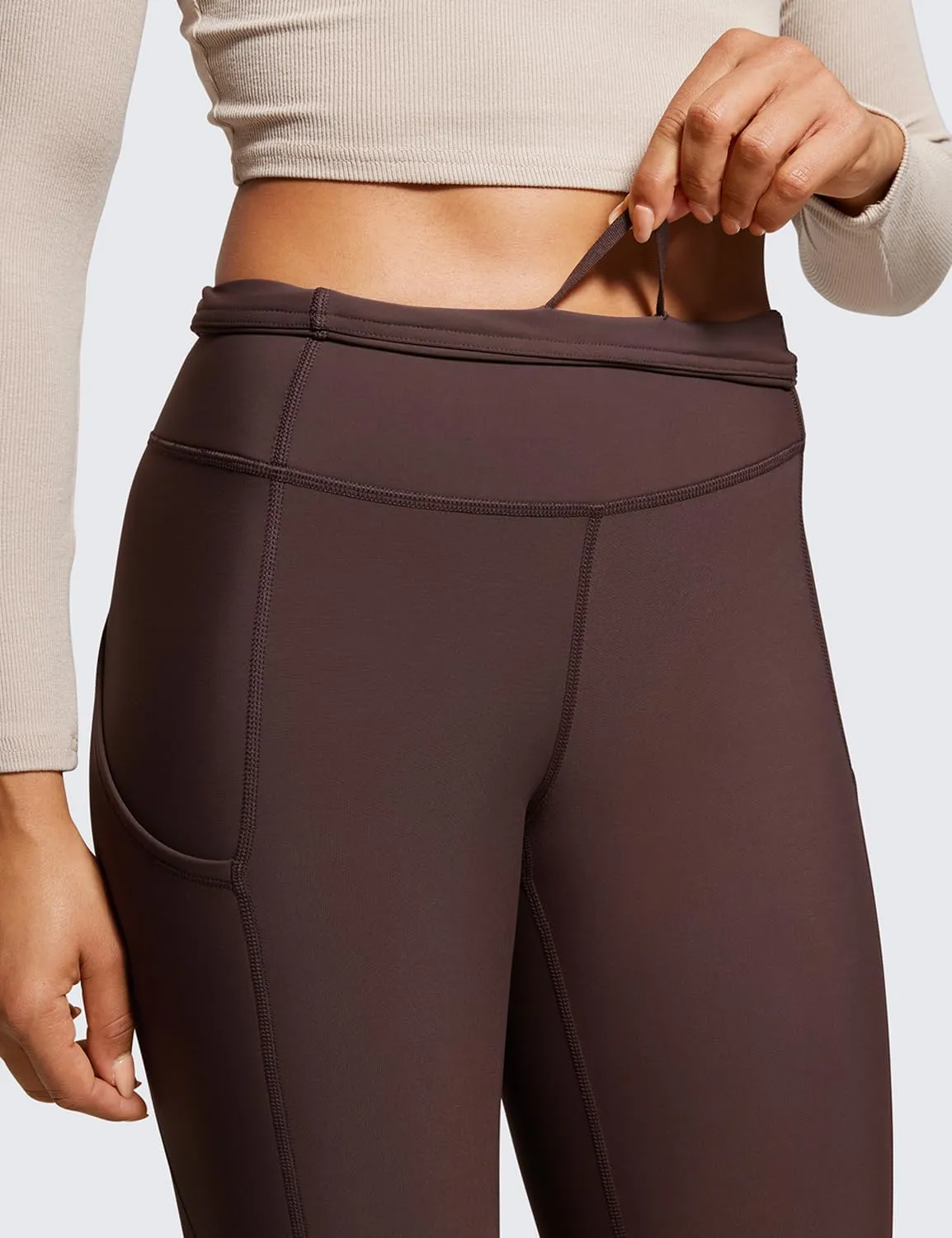 CRZ YOGA Thermal Fleece Lined Leggings Women 28'' - Winter Warm High Waisted Hiking Pants with Pockets Workout Running Tights