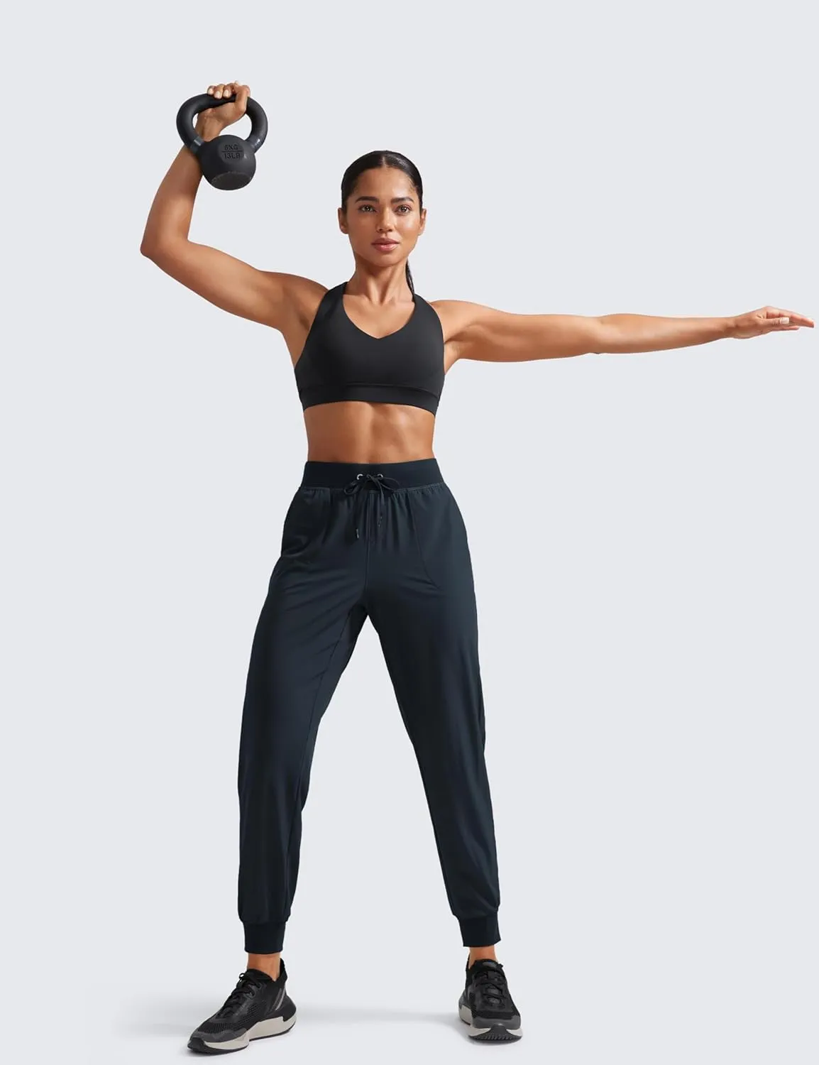 CRZ YOGA Women's Lightweight Workout Joggers 27.5" - Travel Casual Outdoor Running Athletic Track Hiking Pants with Pockets